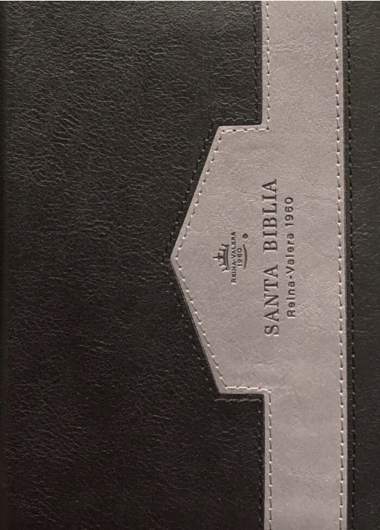 Biblia RVR60/025czti/Elegante Negro/Gris/Imitacion Piel Alta Calidad