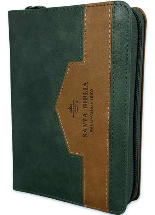 Biblia RVR60/025czti/Elegante Verde/Cafe/Imitacion Piel Alta Calidad